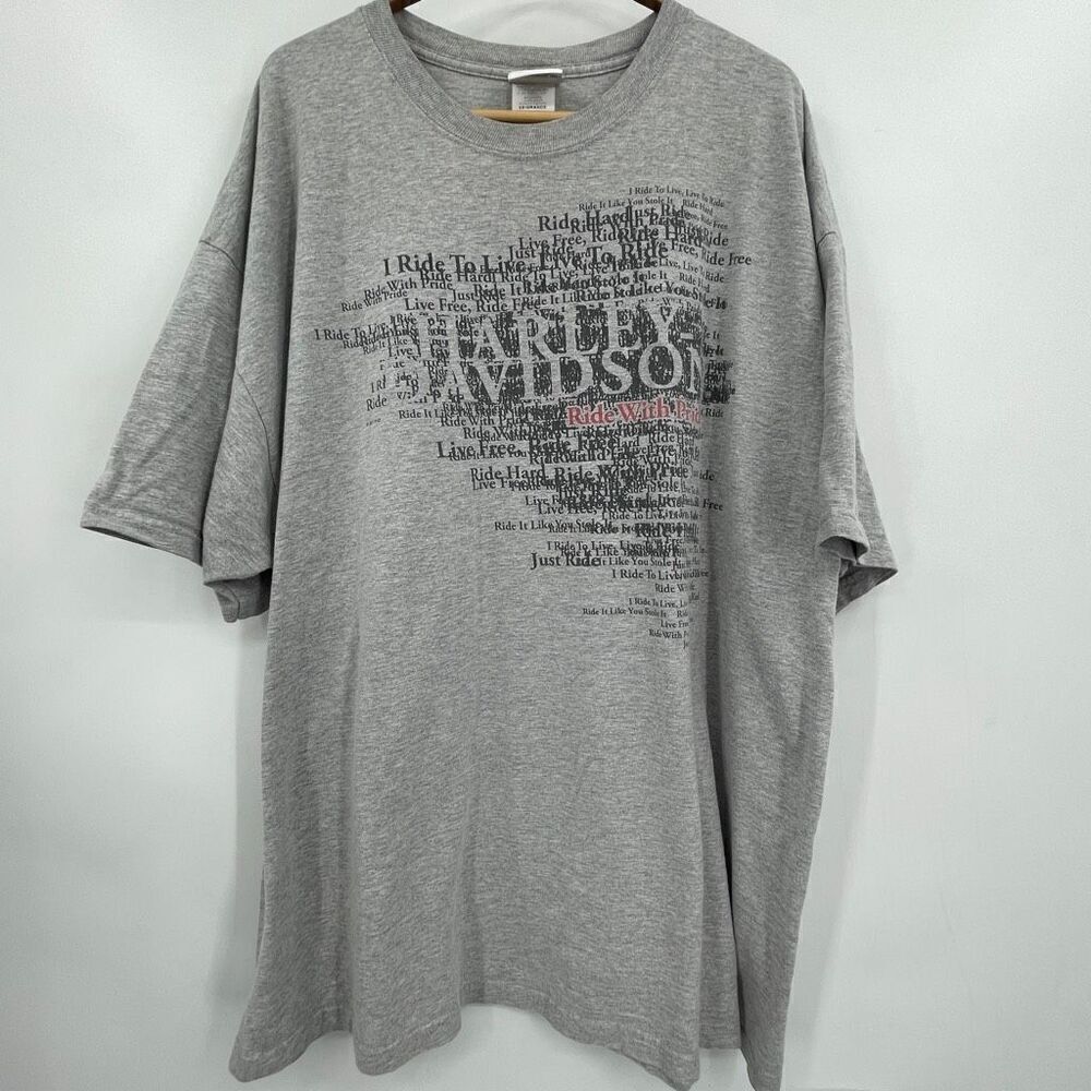 Harley Davidson Gray Longhorn Grand Prairie Texas Graphic T-Shirt Size 2X